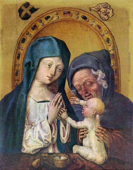 MASTER of the St. Bartholomew Altar The Holy Family Spain oil painting art